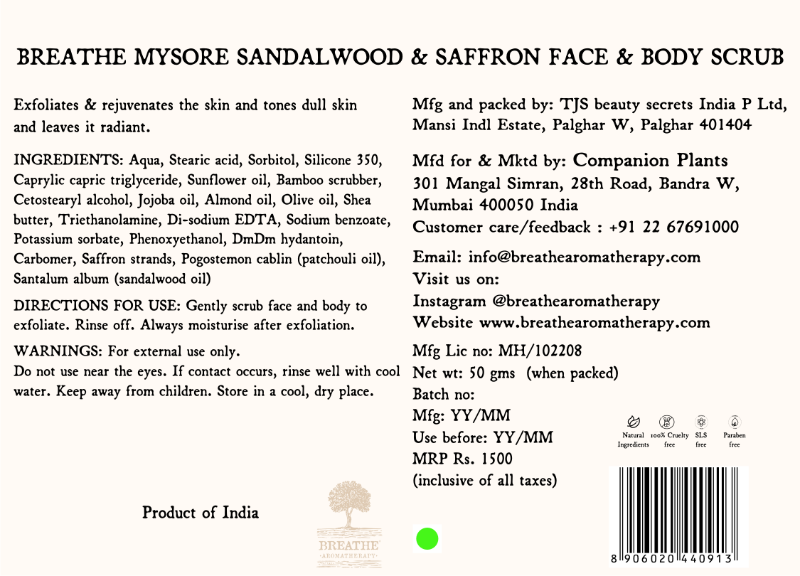 Mysore Sandalwood & Saffron Scrub